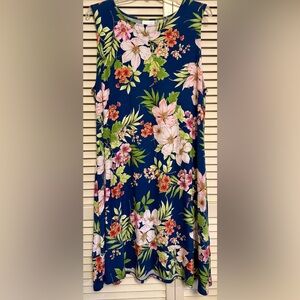 J. Jill Floral Print Top with Pink and Green Accents XL Petite cruise party